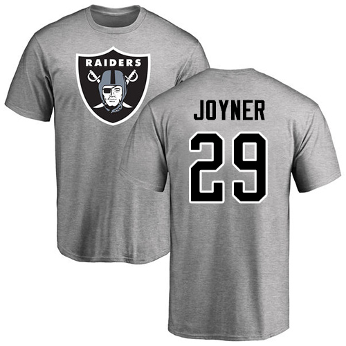 Men Oakland Raiders Ash Lamarcus Joyner Name and Number Logo NFL Football #29 T Shirt->nfl t-shirts->Sports Accessory